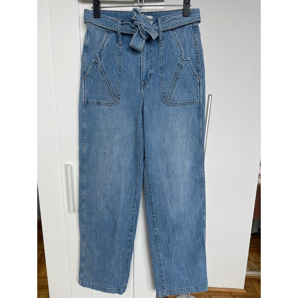 Madewell x Warm Women's High-Rise Belted Wide-Leg Denim Jeans, Size 27, EUC
